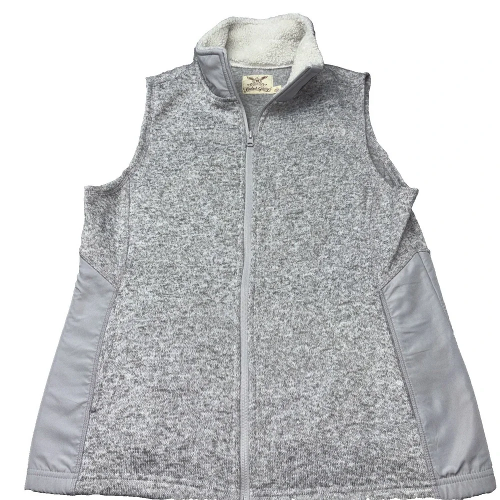 Women's Faded Glory Size XL Full Zip Soft Silver Vest Lg